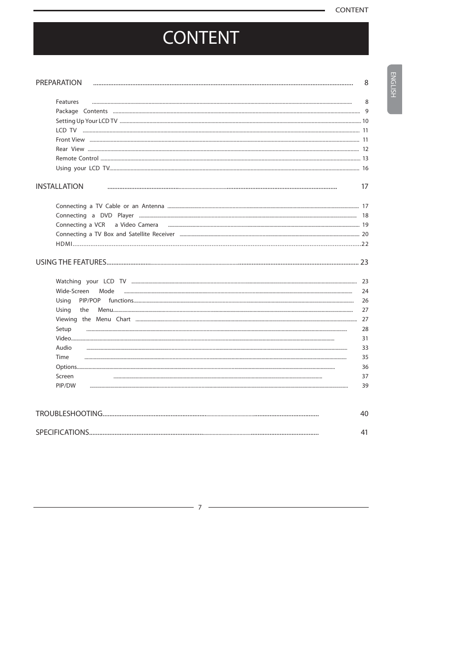 Content | Polaroid FLA-3232B User Manual | Page 8 / 44