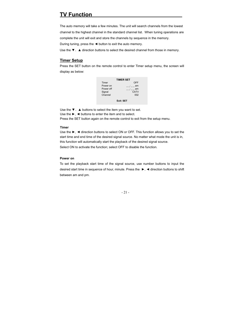 Tv function | Polaroid FDM-1000A User Manual | Page 21 / 36