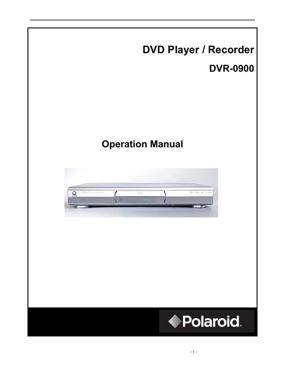 Polaroid DVR-0900 User Manual | 40 pages