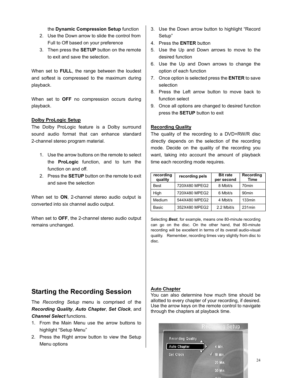 Starting the recording session | Polaroid DVR-0900 User Manual | Page 24 / 40