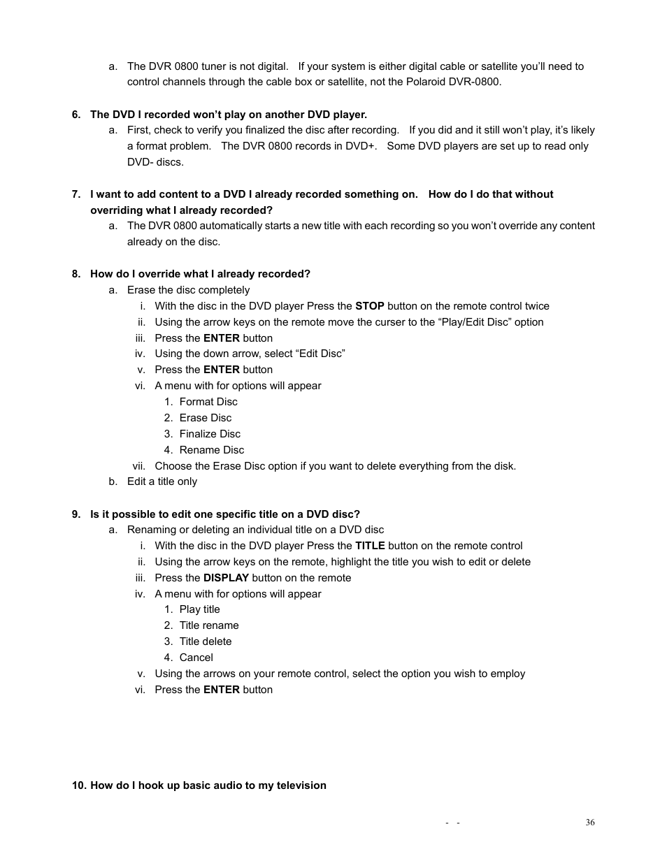 Polaroid DVR-0900 User Manual | Page 36 / 40