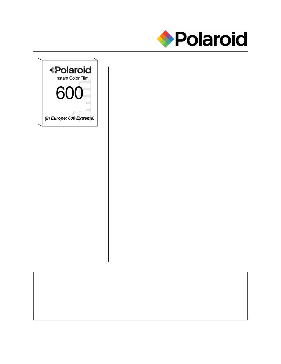 Polaroid T-600 User Manual | 4 pages