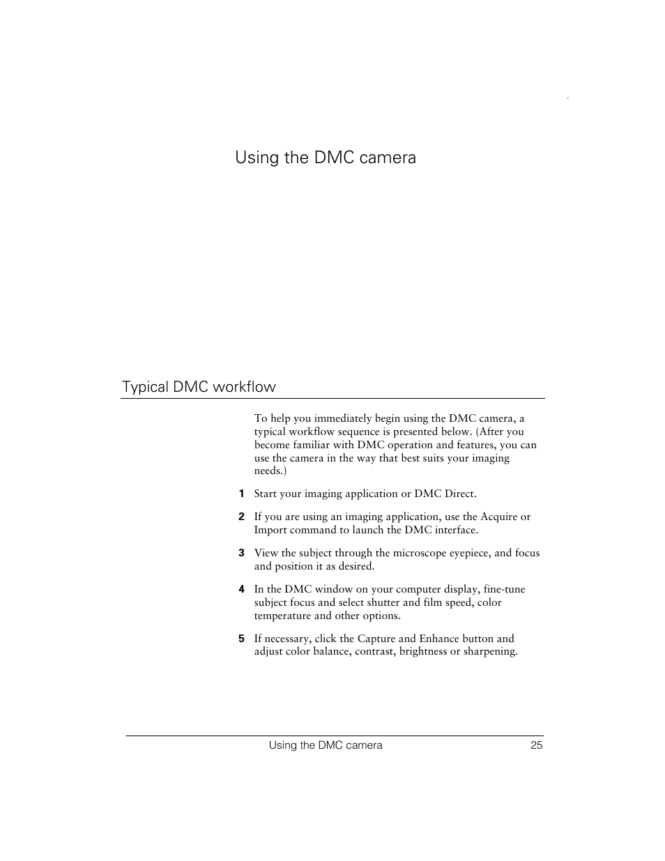 Using the dmc camera, Typical dmc workflow | Polaroid Digital Microscope Camera User Manual | Page 29 / 52