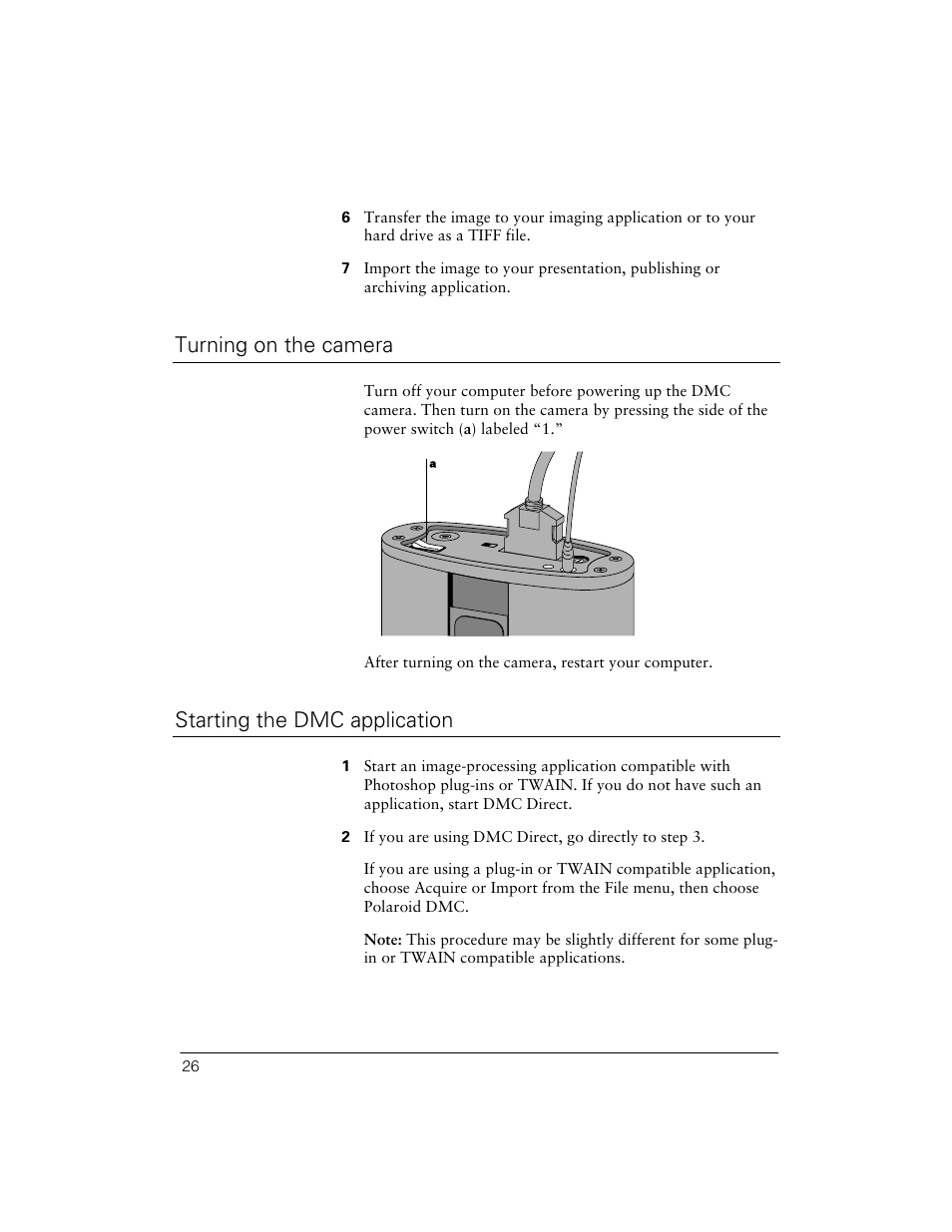 Turning on the camera, Starting the dmc application | Polaroid Digital Microscope Camera User Manual | Page 30 / 52