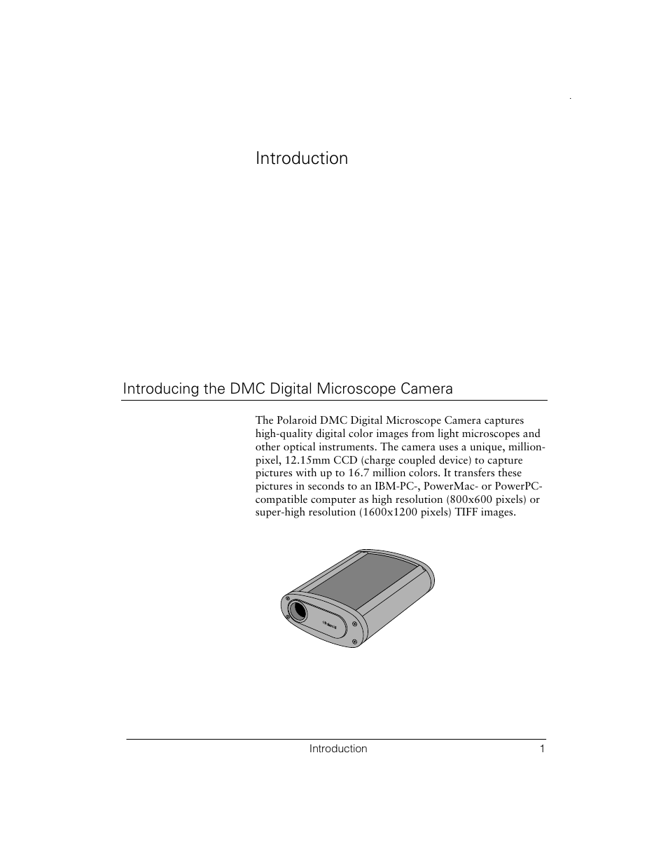 Introduction, Introducing the dmc digital microscope camera | Polaroid Digital Microscope Camera User Manual | Page 6 / 52