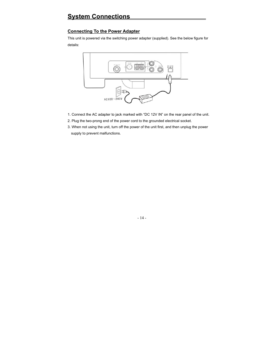 System connections | Polaroid FCM-0700A User Manual | Page 14 / 24