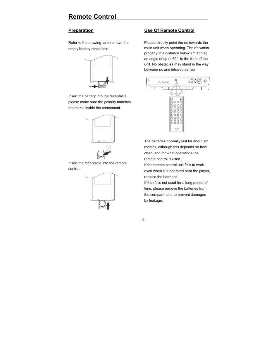 Remote control | Polaroid FCM-0700A User Manual | Page 9 / 24