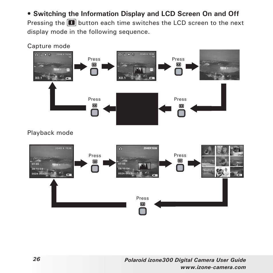 Playback mode | Polaroid i-Zone 300 User Manual | Page 26 / 82