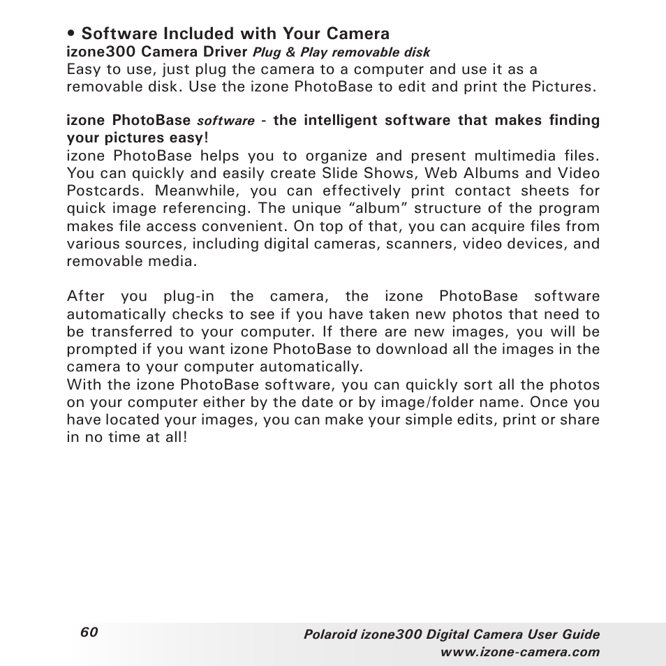 Software included with your camera | Polaroid i-Zone 300 User Manual | Page 60 / 82