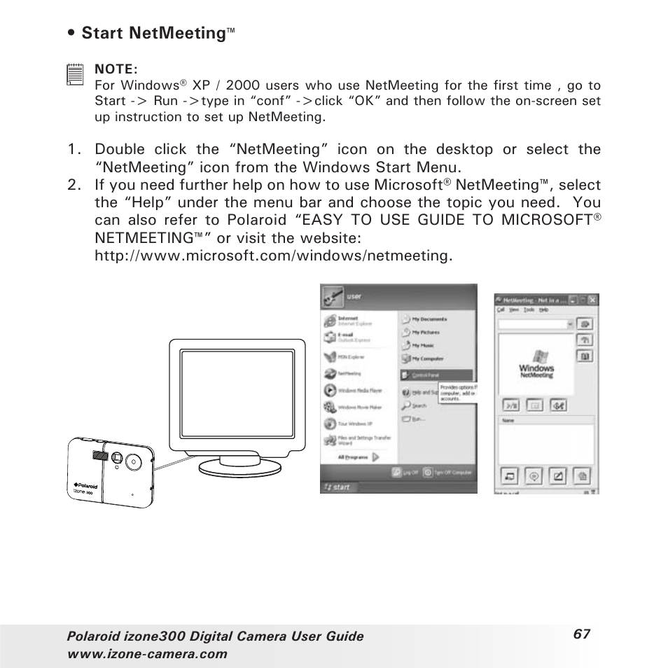 Start netmeeting | Polaroid i-Zone 300 User Manual | Page 67 / 82