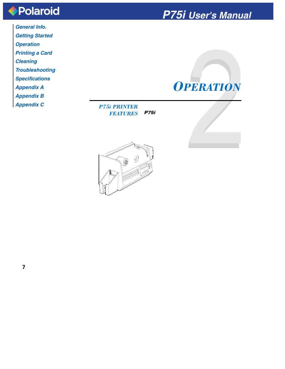 P75i, Peration, User's manual | Polaroid P751 User Manual | Page 15 / 50