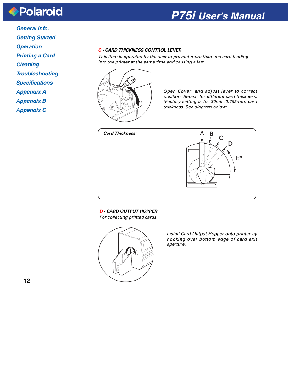 P75i, User's manual | Polaroid P751 User Manual | Page 20 / 50