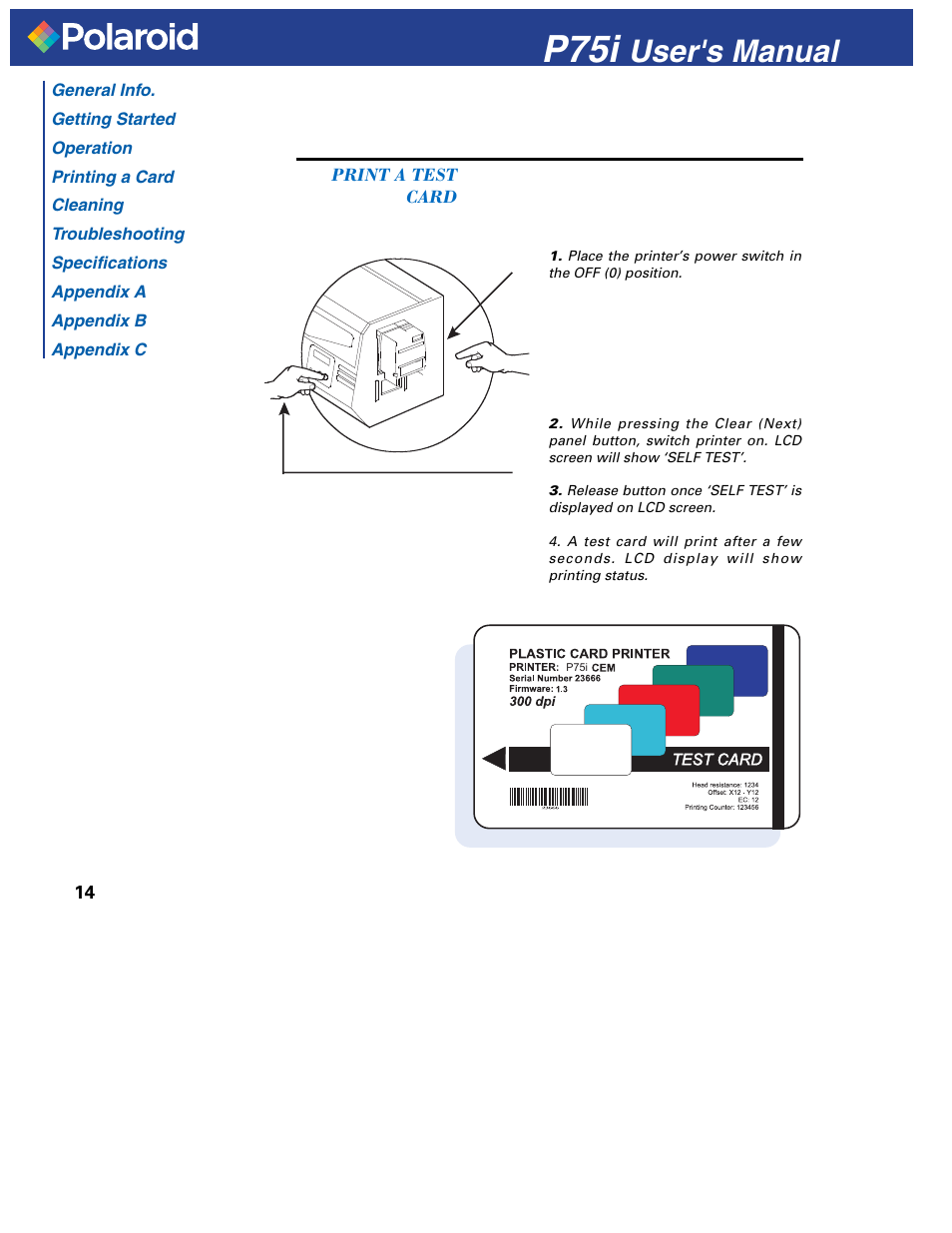 P75i, User's manual | Polaroid P751 User Manual | Page 22 / 50