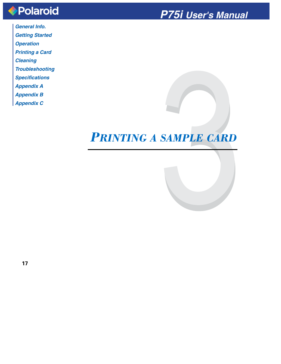 P75i, Rinting a sample card, User's manual | Polaroid P751 User Manual | Page 25 / 50