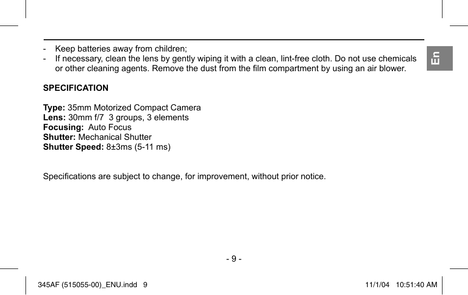 Polaroid 345AF User Manual | Page 11 / 57