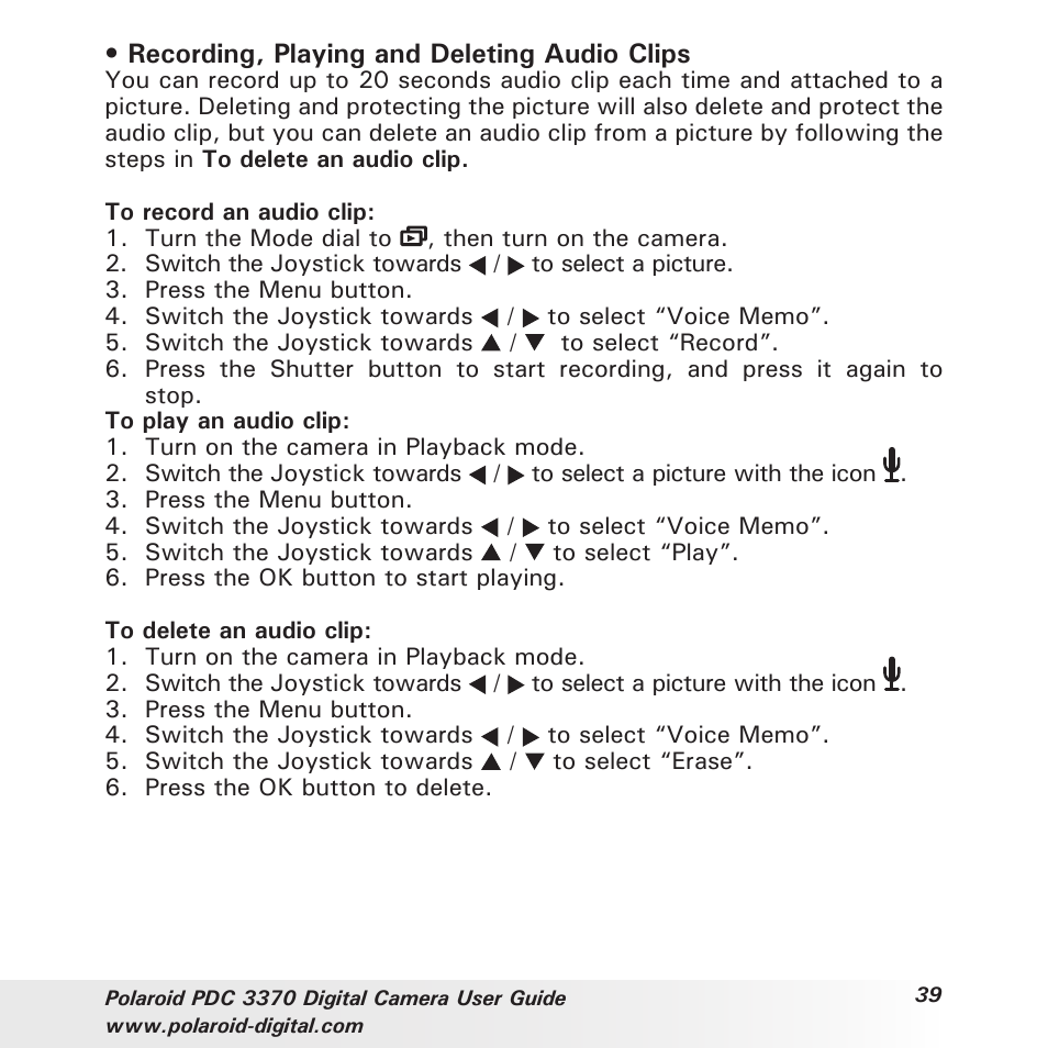 Polaroid PDC 3370 User Manual | Page 39 / 69