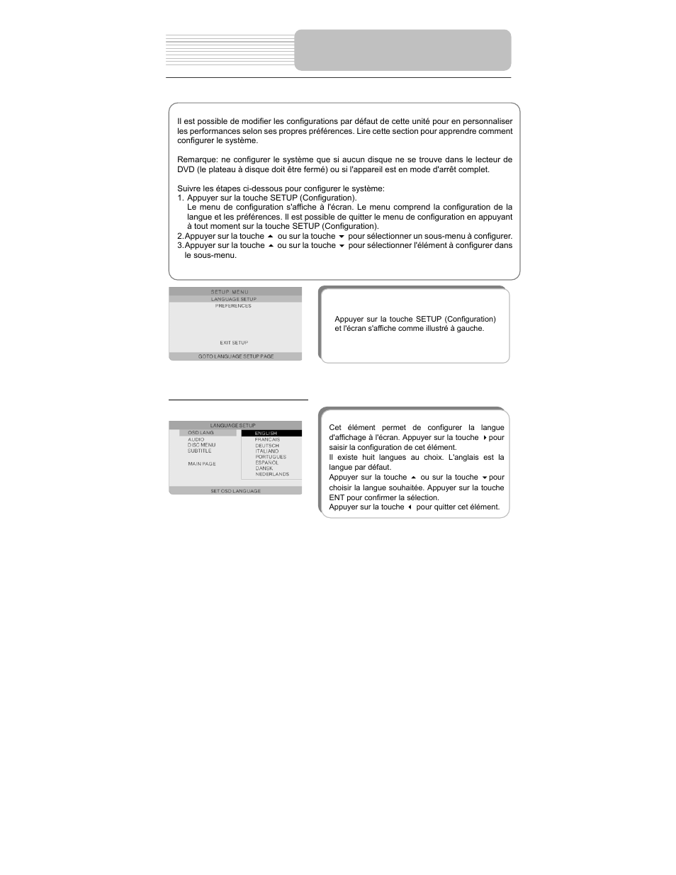 Configuration du système | Polaroid PDM-2727 User Manual | Page 125 / 144