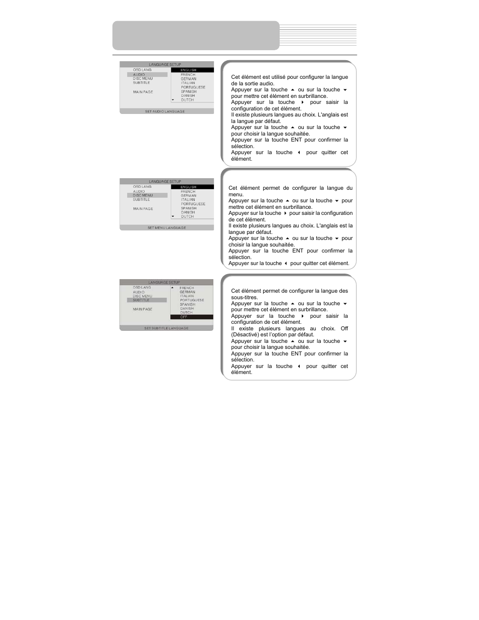 Configuration du système | Polaroid PDM-2727 User Manual | Page 126 / 144