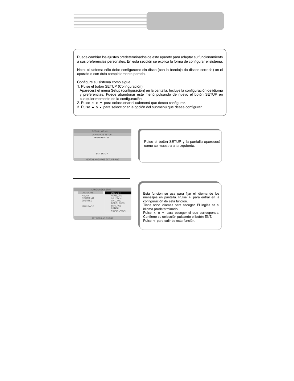 Configuración del sistema | Polaroid PDM-2727 User Manual | Page 77 / 144