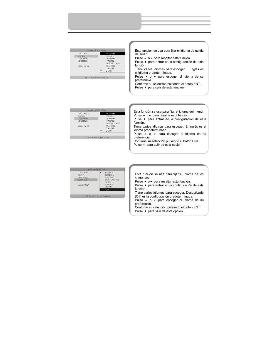 Configuración del sistema | Polaroid PDM-2727 User Manual | Page 78 / 144