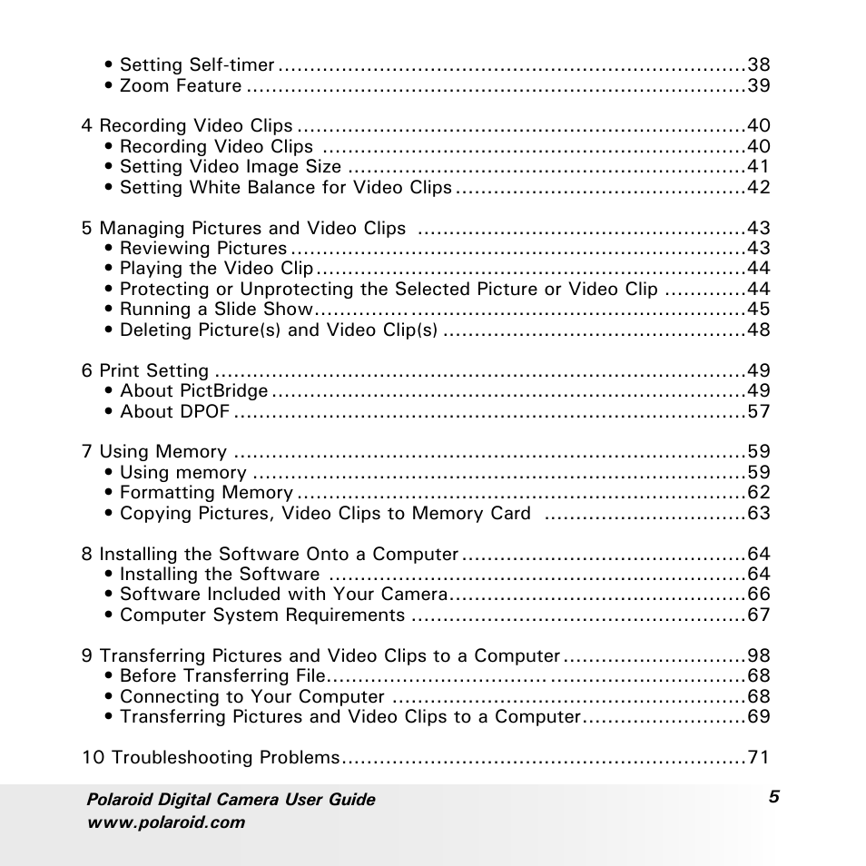 Polaroid a600 User Manual | Page 5 / 84