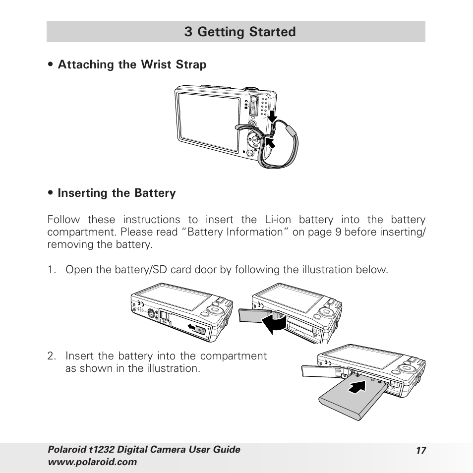 3 getting started | Polaroid t1232 User Manual | Page 17 / 95