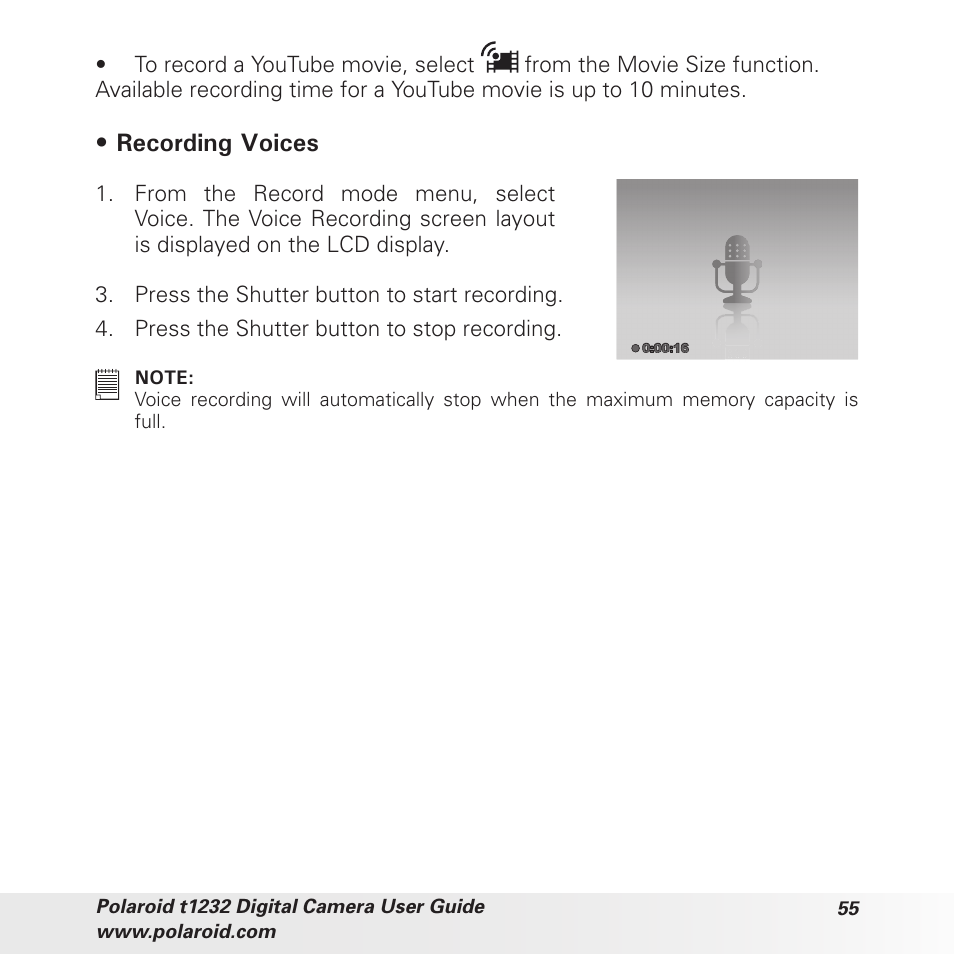 Recording voices | Polaroid t1232 User Manual | Page 55 / 95