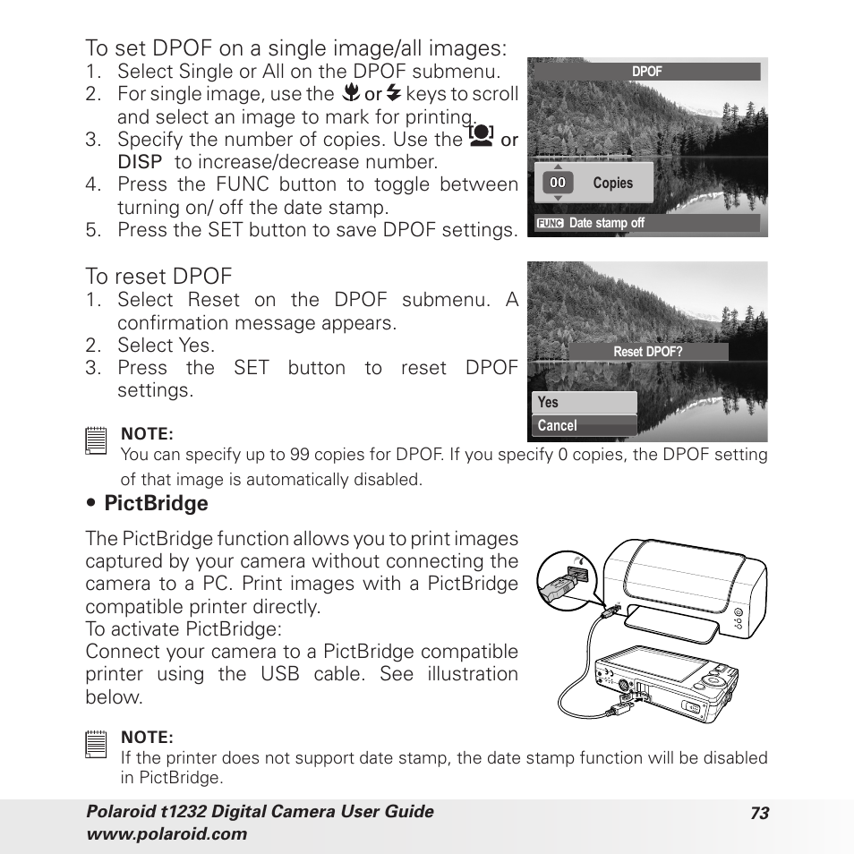 Pictbridge | Polaroid t1232 User Manual | Page 73 / 95