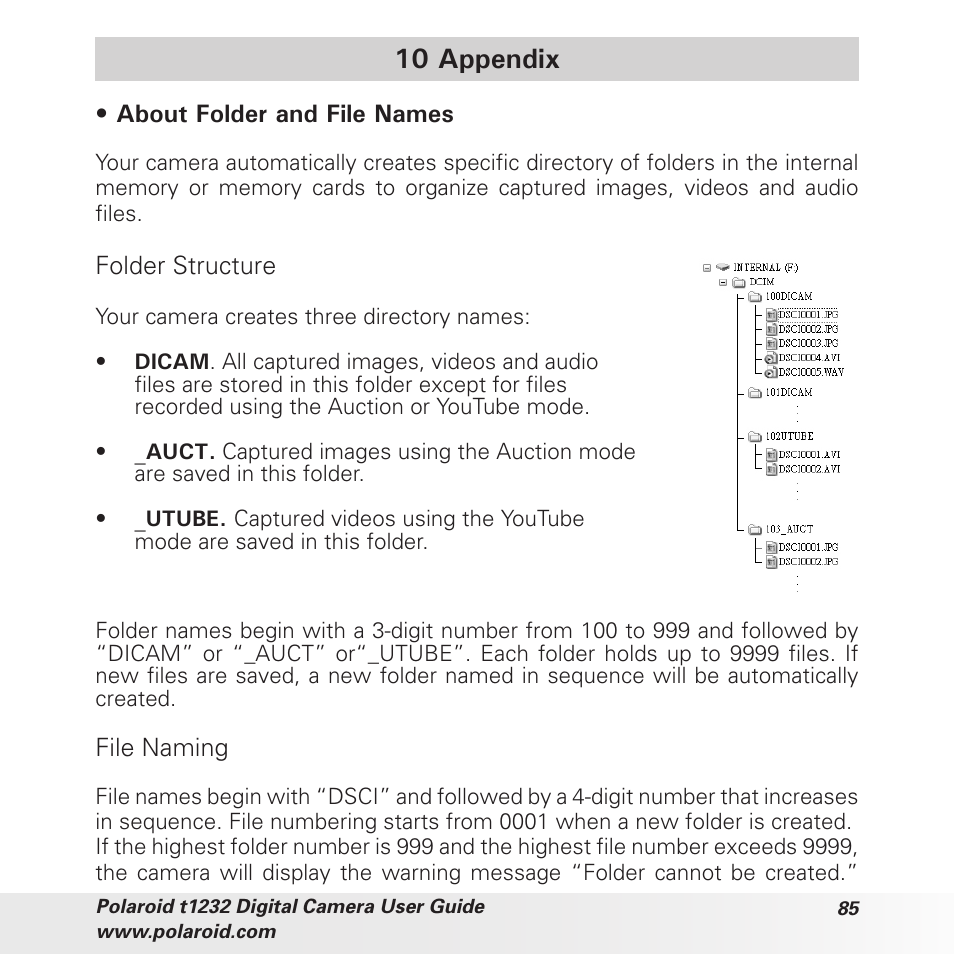10 appendix | Polaroid t1232 User Manual | Page 85 / 95
