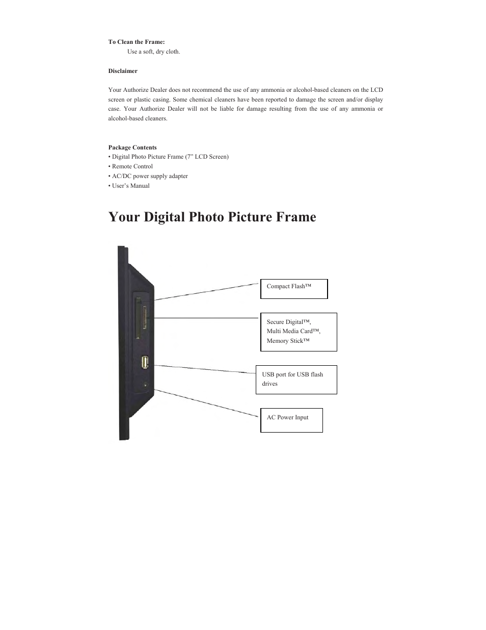 Your digital photo picture frame | Polaroid IDF-0720 User Manual | Page 4 / 10