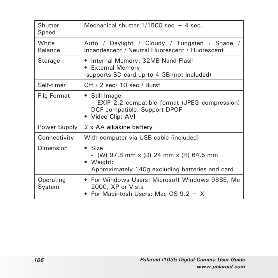 Polaroid I1035 User Manual | Page 106 / 117