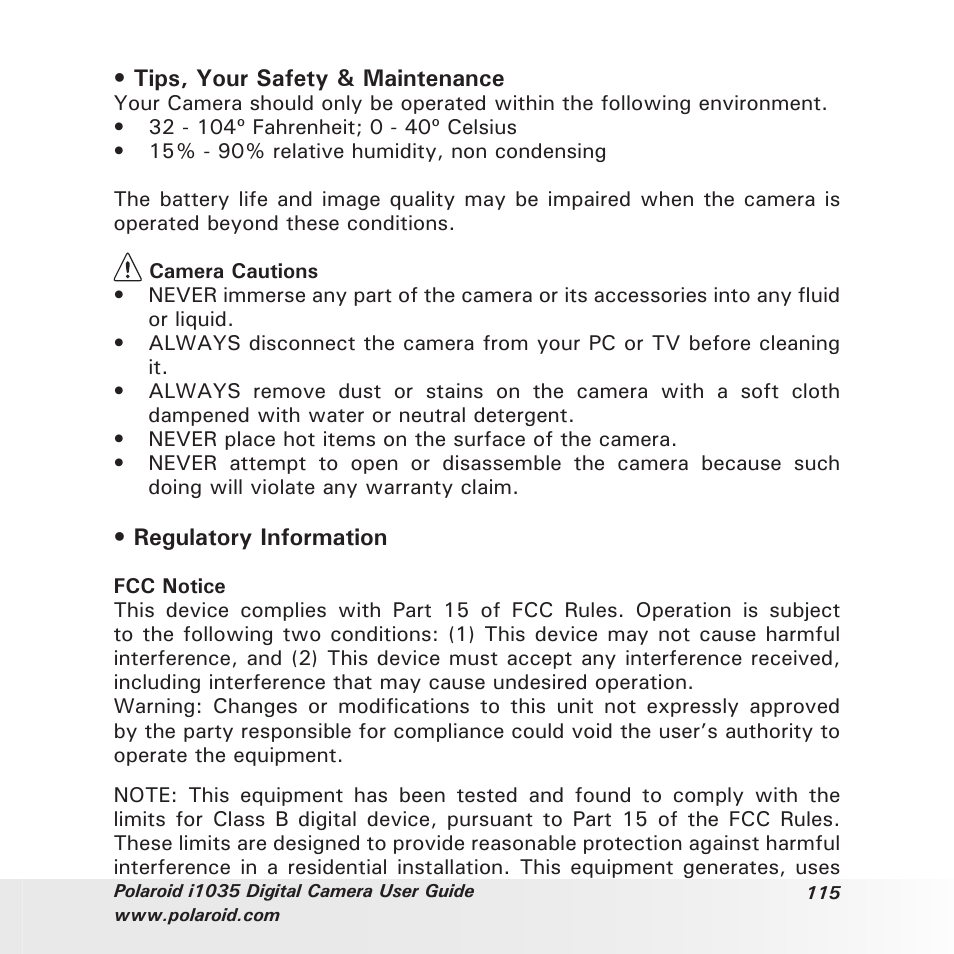 Polaroid I1035 User Manual | Page 115 / 117