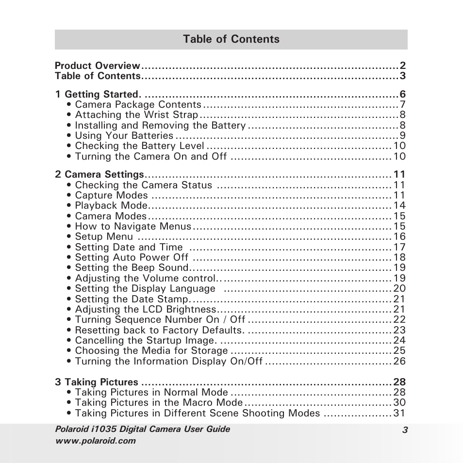 Polaroid I1035 User Manual | Page 3 / 117
