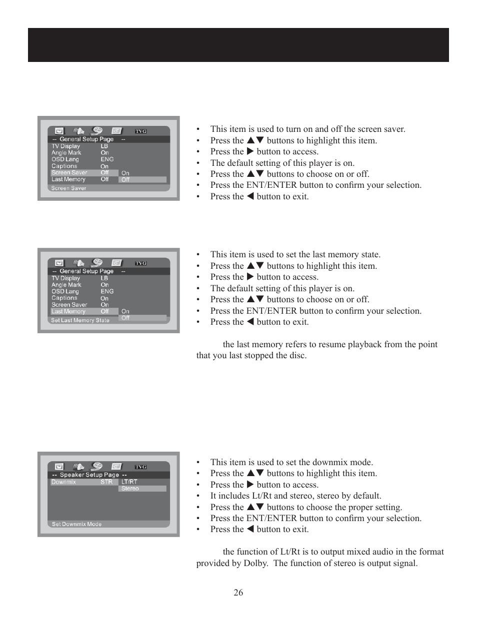 System setup, General setup (continued) speaker setup | Polaroid DPA-10040K User Manual | Page 26 / 34