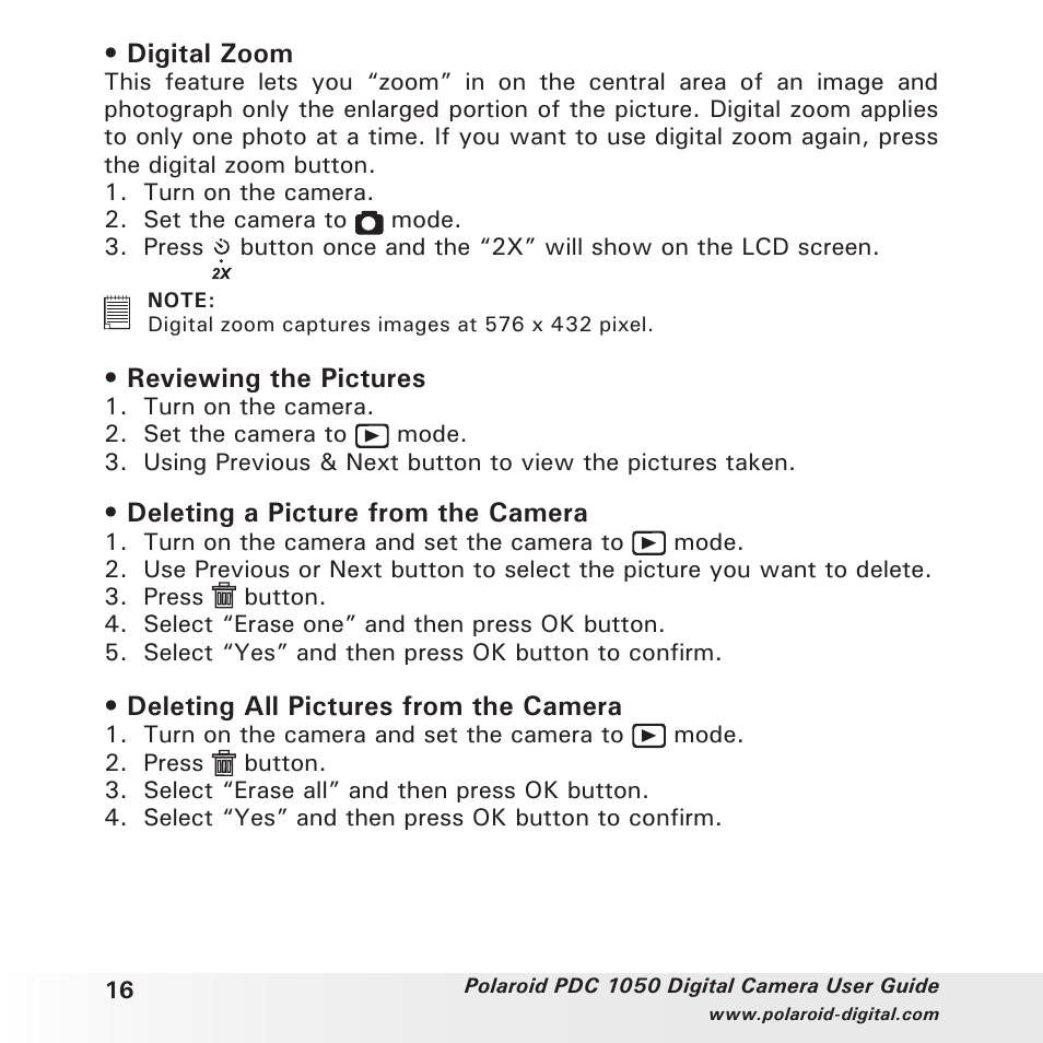 Polaroid PDC 1050 User Manual | Page 16 / 38