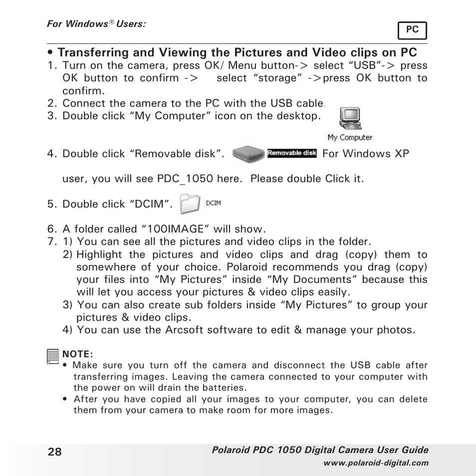 Polaroid PDC 1050 User Manual | Page 28 / 38