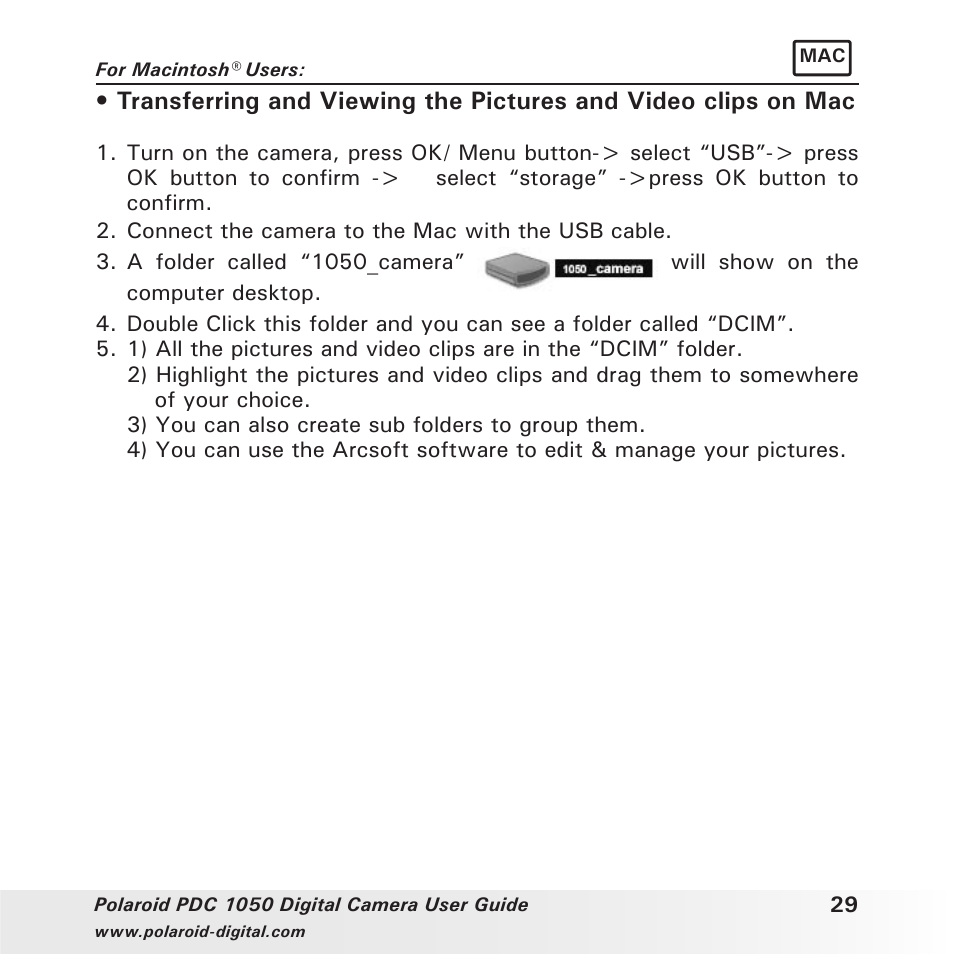 Polaroid PDC 1050 User Manual | Page 29 / 38