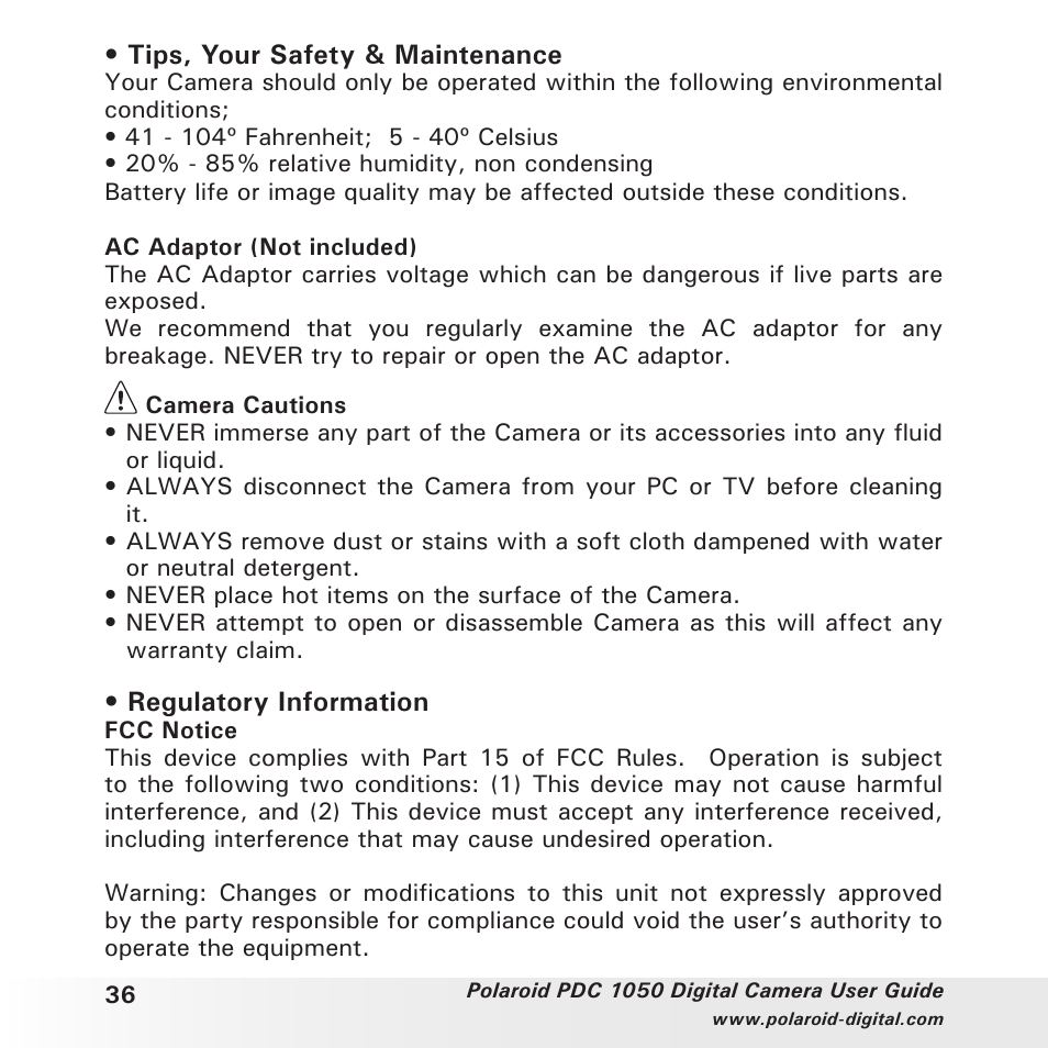 Polaroid PDC 1050 User Manual | Page 36 / 38