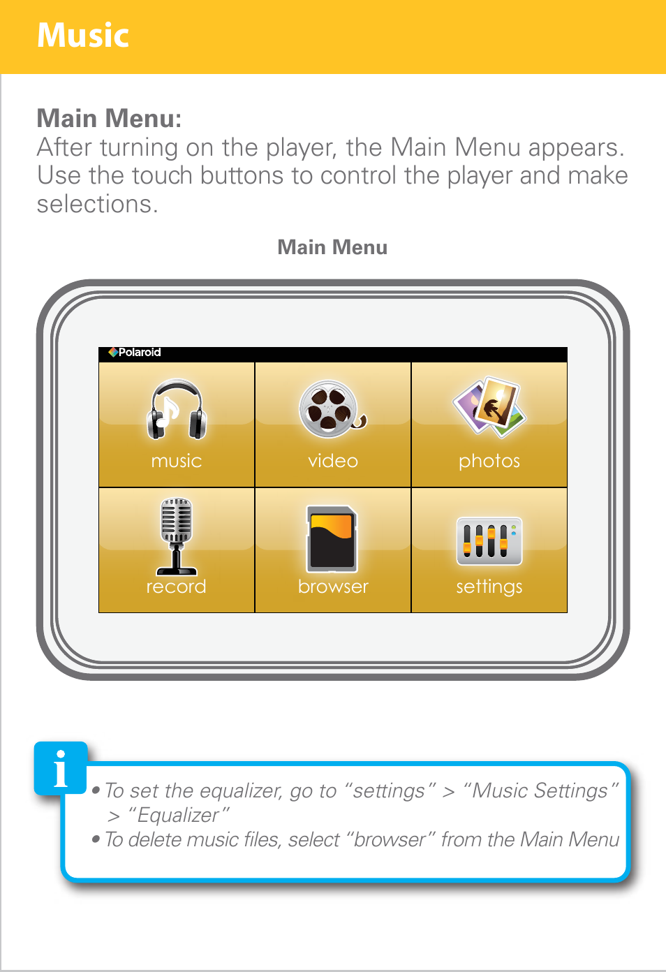 Music | Polaroid PMP430-4 User Manual | Page 9 / 23