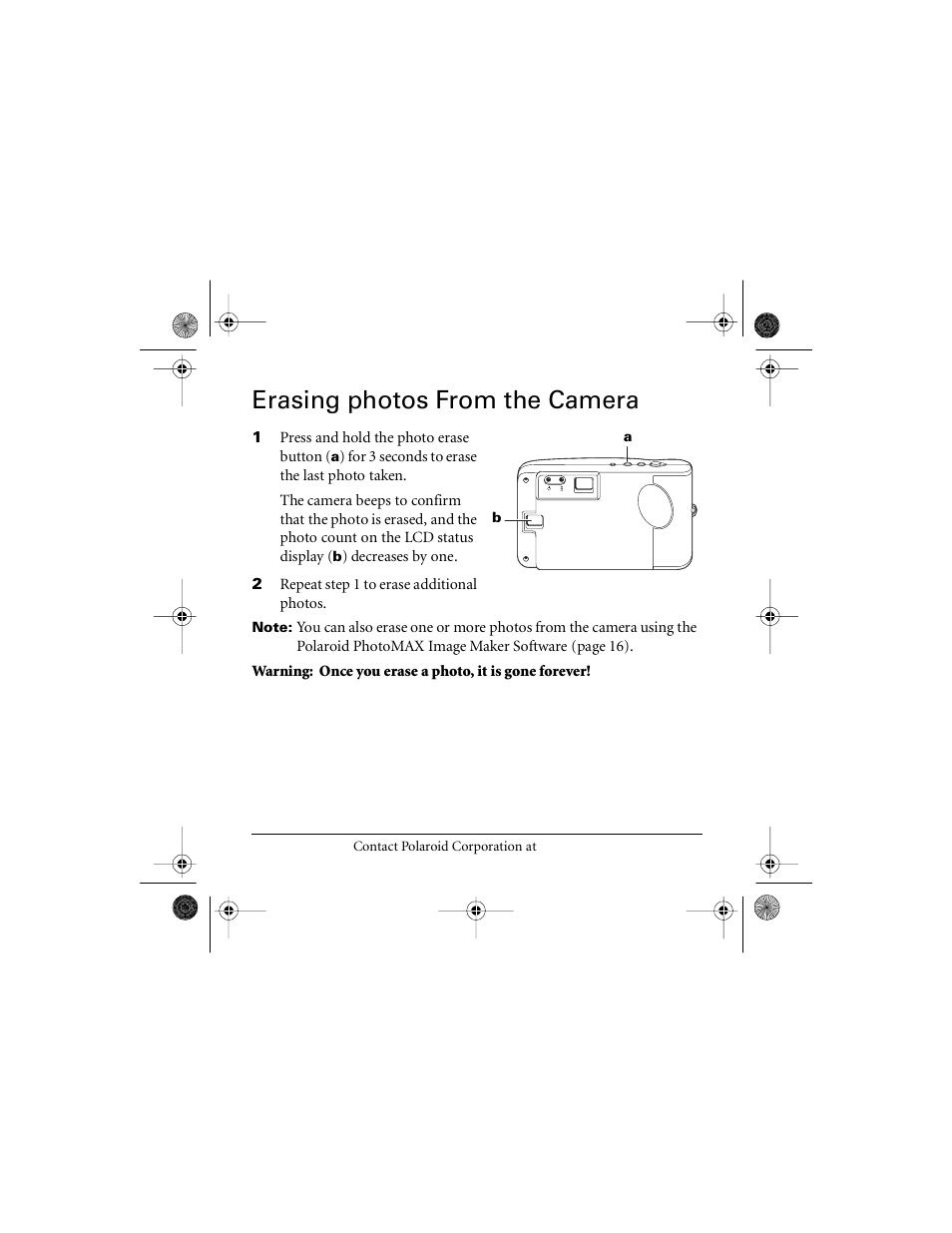 Erasing photos from the camera | Polaroid FUN 620 User Manual | Page 10 / 25