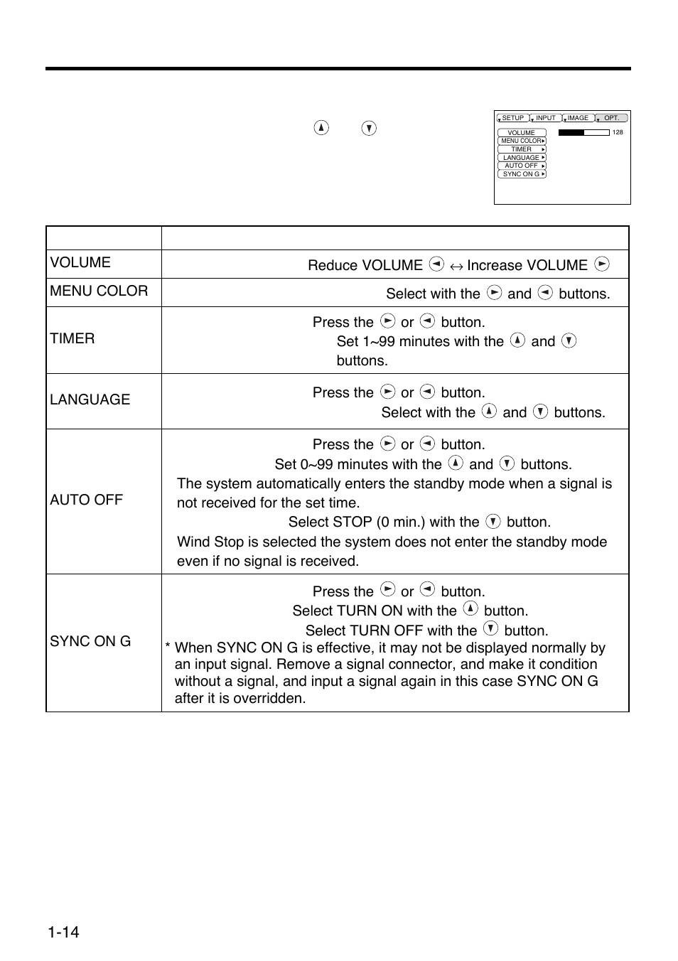 Options menu | Polaroid SVGA 270 User Manual | Page 15 / 27