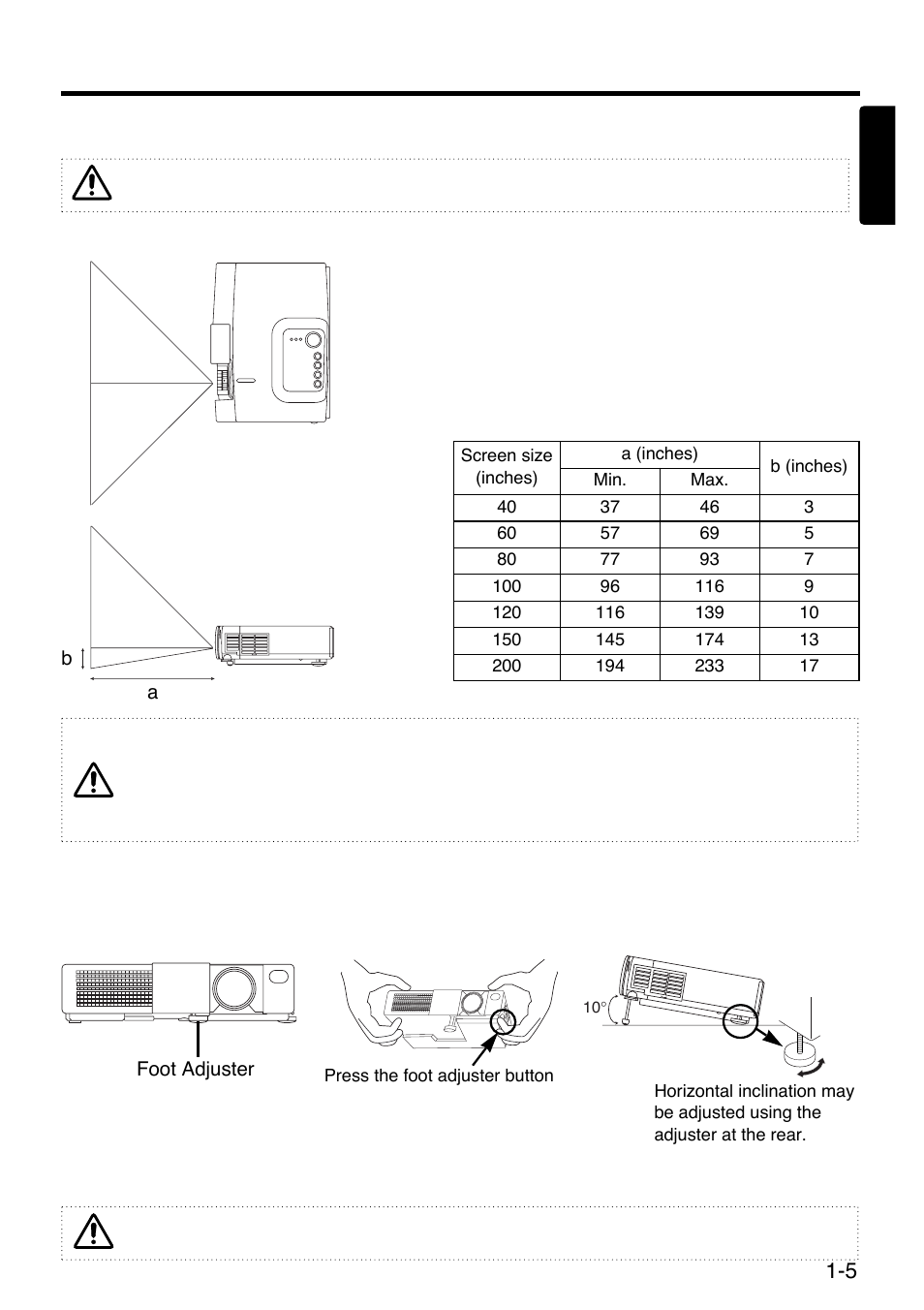 Installation, Installation of the projector and screen, Angle adjustment | Polaroid SVGA 270 User Manual | Page 6 / 27