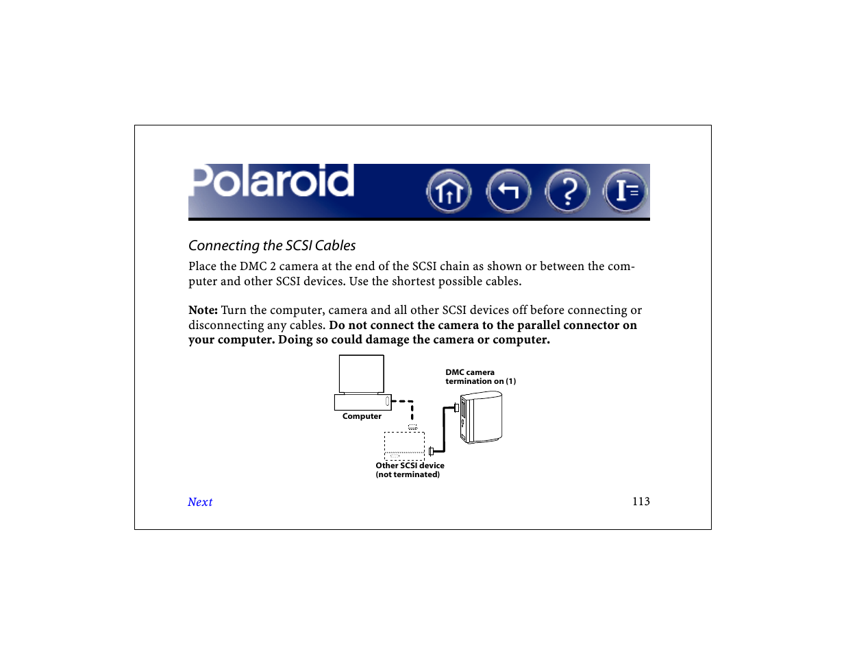 Connecting the scsi cables | Polaroid DCM 2 Online User Manual | Page 114 / 153