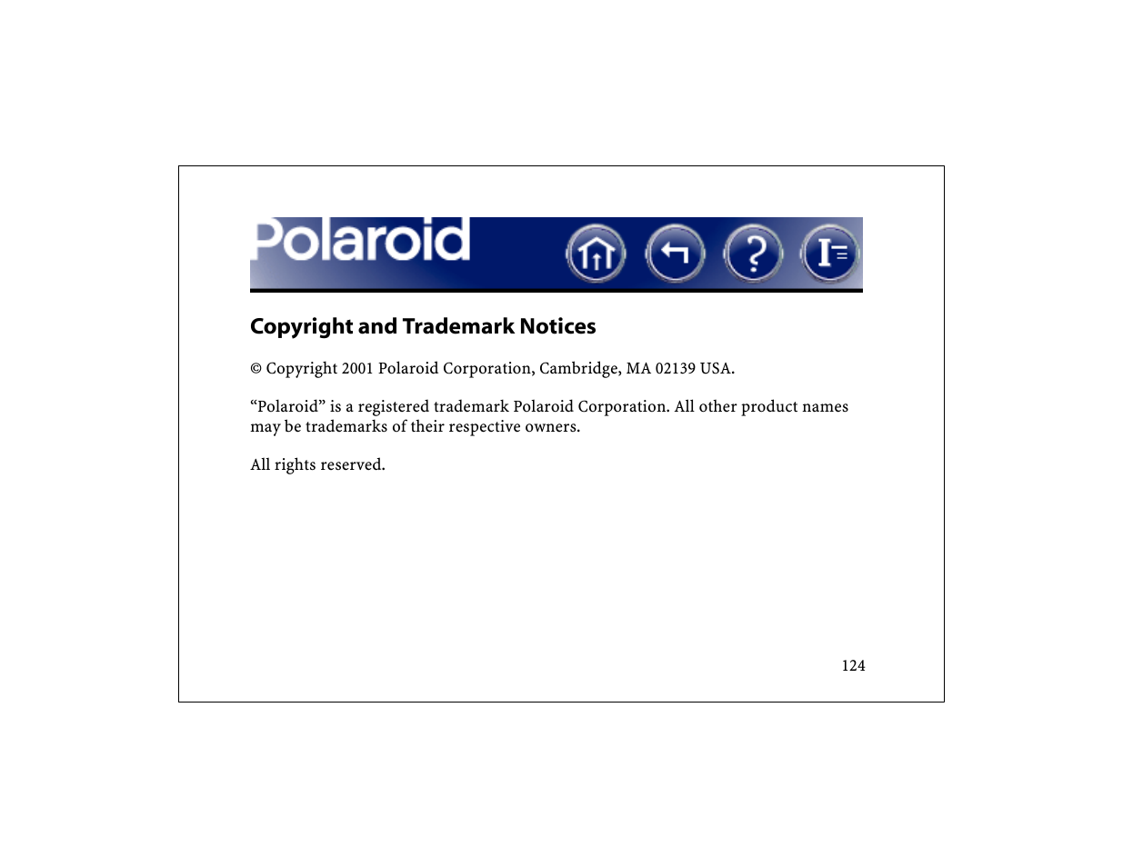 Copyright and trademark notices | Polaroid DCM 2 Online User Manual | Page 125 / 153