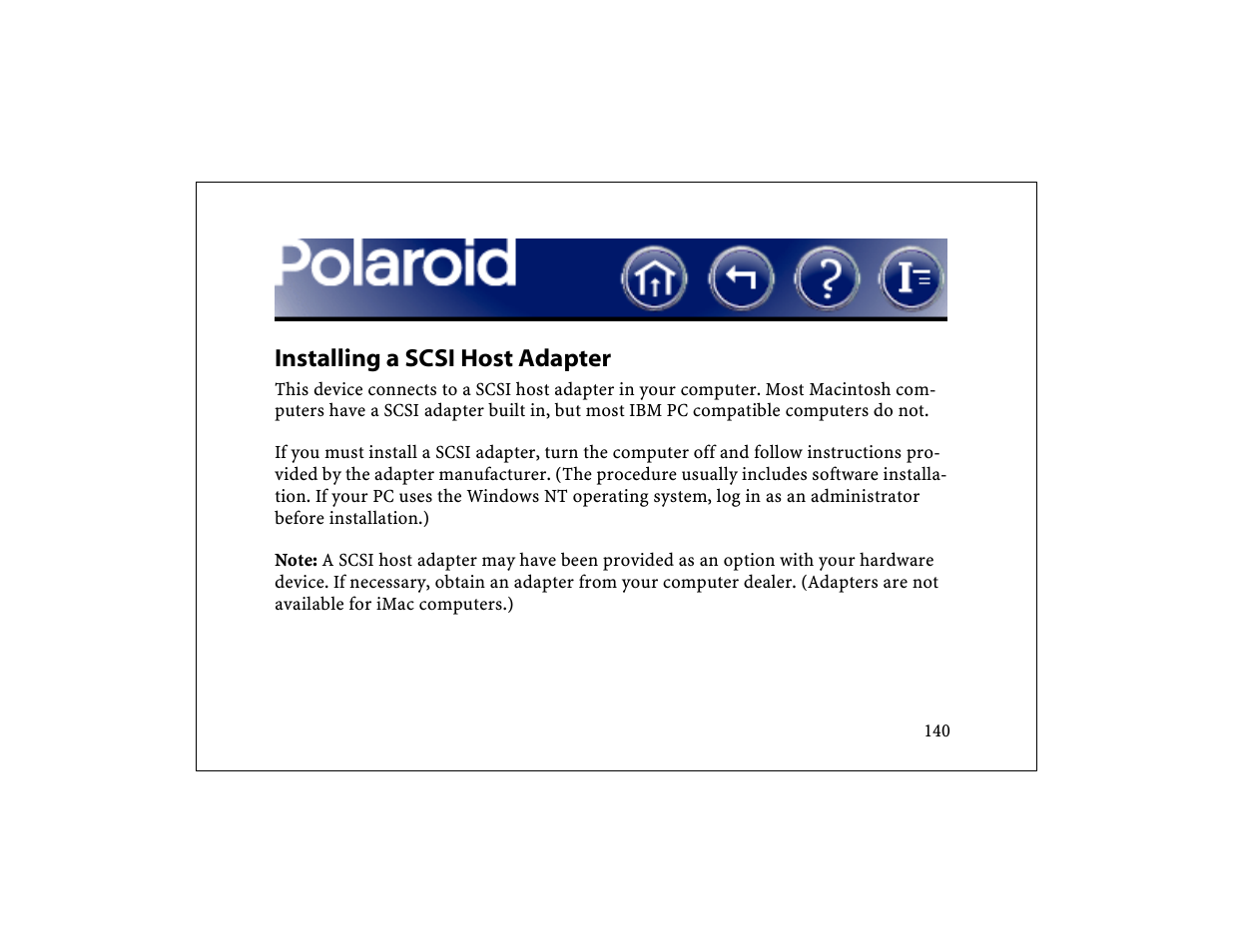 Installing a scsi host adapter | Polaroid DCM 2 Online User Manual | Page 141 / 153