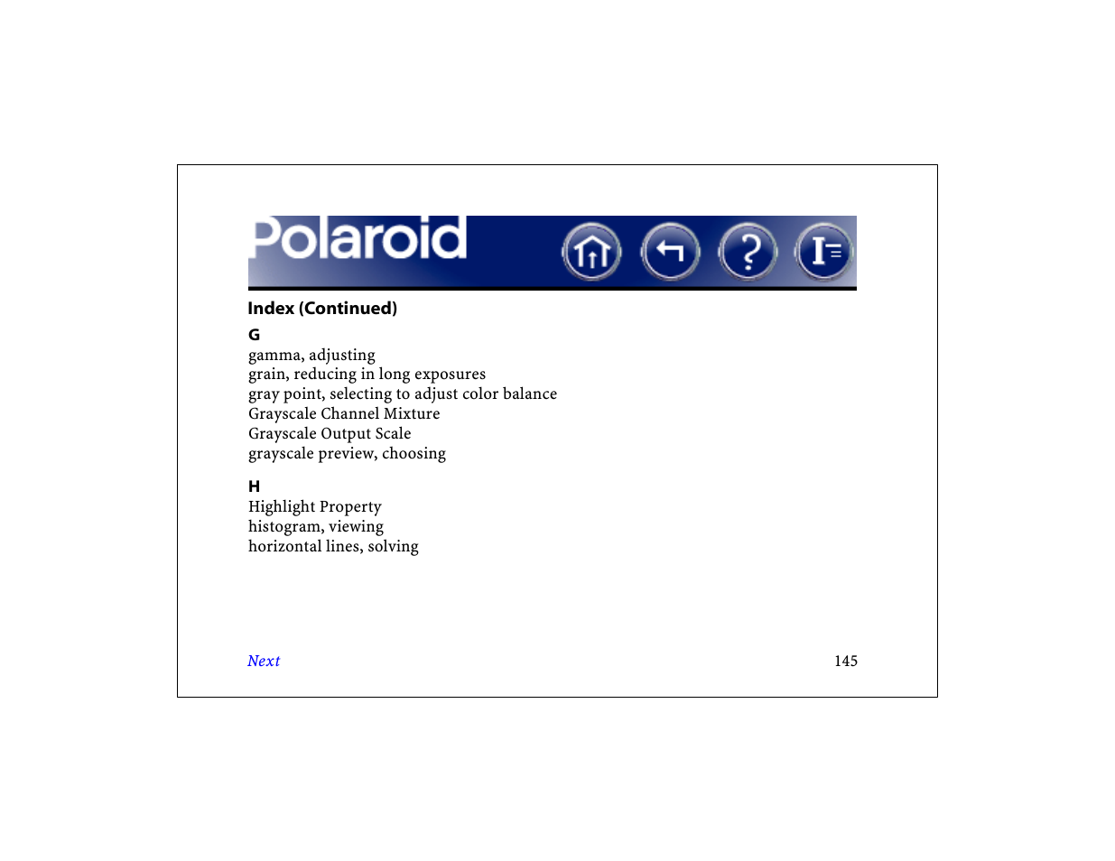 Next | Polaroid DCM 2 Online User Manual | Page 146 / 153