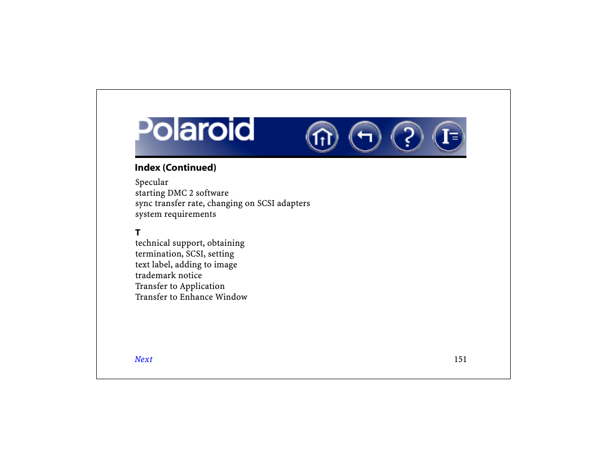 Next | Polaroid DCM 2 Online User Manual | Page 152 / 153