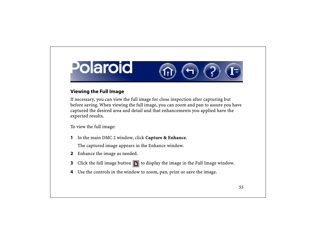 Viewing the full image | Polaroid DCM 2 Online User Manual | Page 56 / 153