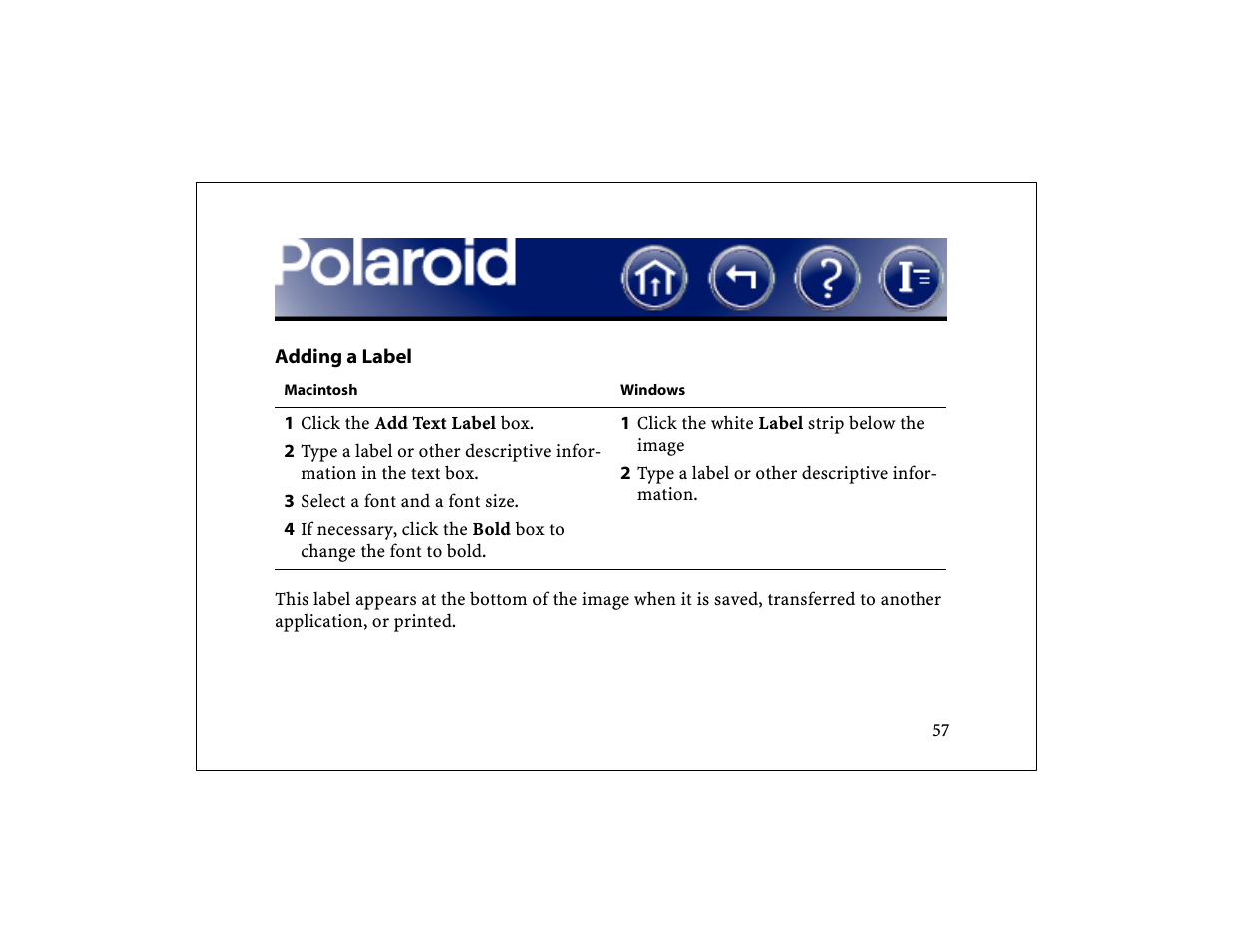 Adding a label, Add a label | Polaroid DCM 2 Online User Manual | Page 58 / 153