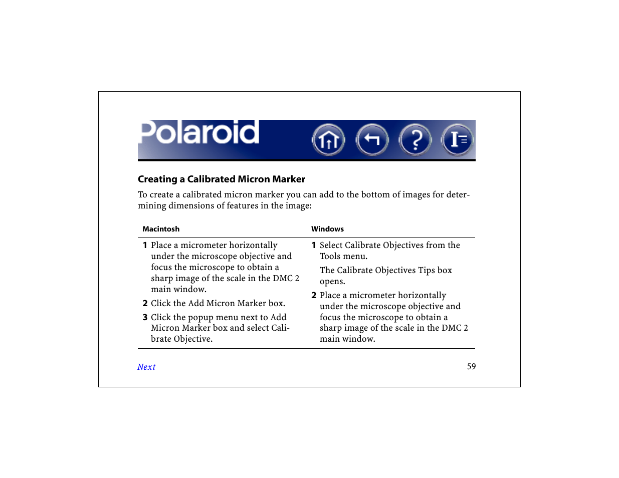 Creating a calibrated micron marker | Polaroid DCM 2 Online User Manual | Page 60 / 153